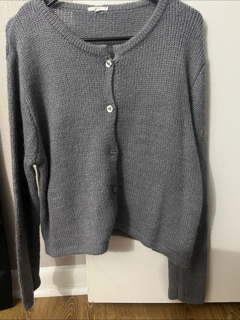Everyday Gray Button-Front Knit Jacket